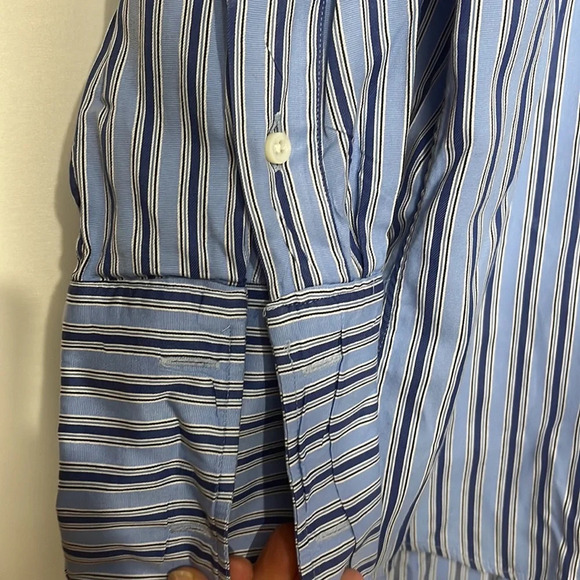 Burberry London Men's Blue Striped Luxury Dressy Career Designer Button Down - Picture 3 of 7